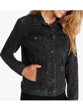 Buffalo David Bitton Women's Black Rigid Denim Jacket in Grey Moon Wash - XS